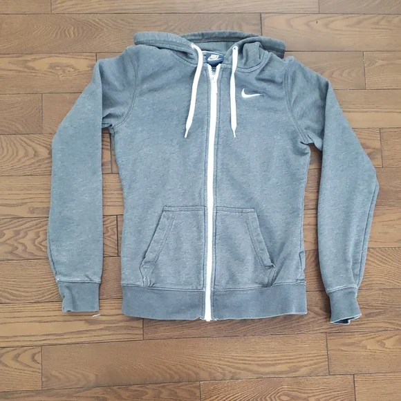 Nike Heather Gray Full Zip Hoodie with White Accents Size XS - Picture 1 of 10